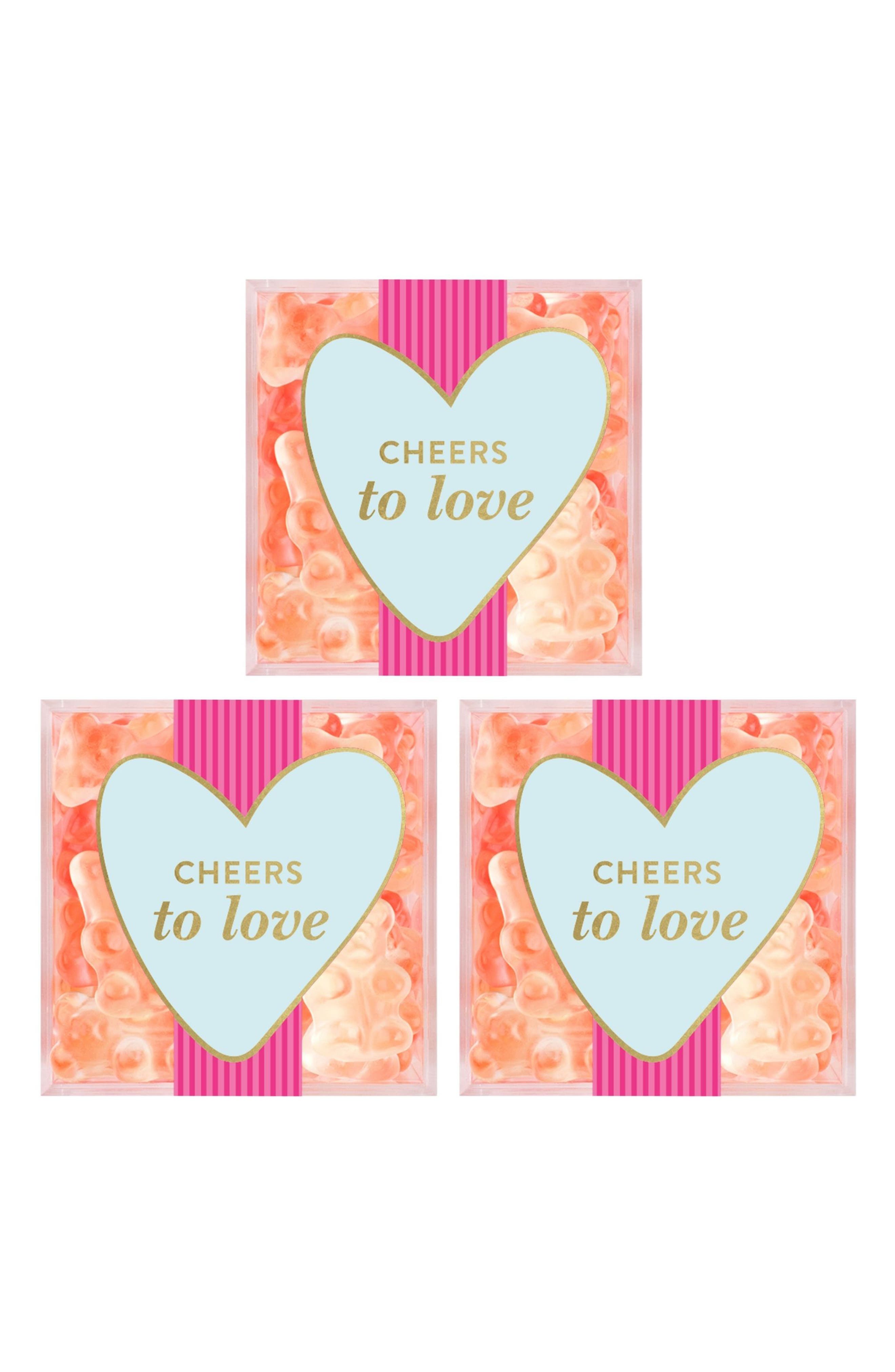 sugarfina Cheers to Love Set of 3 Champagne Bears Candy Cubes