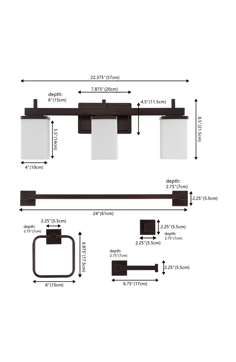 JONATHAN Y Caia 22.38" 3-Light Modern Contemporary Vanity Light with Frosted Glass Shades and Bathroom Hardware Accessory Set, Alternate, color, 