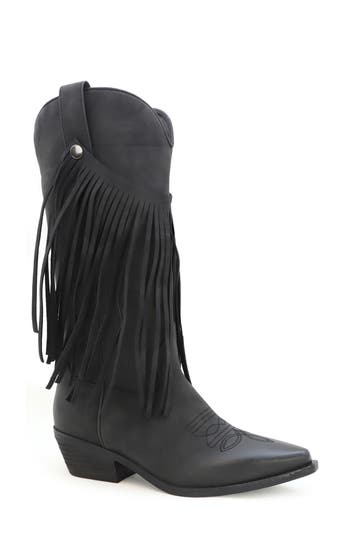 Yoki Avery Fringe Western Boot In Multi