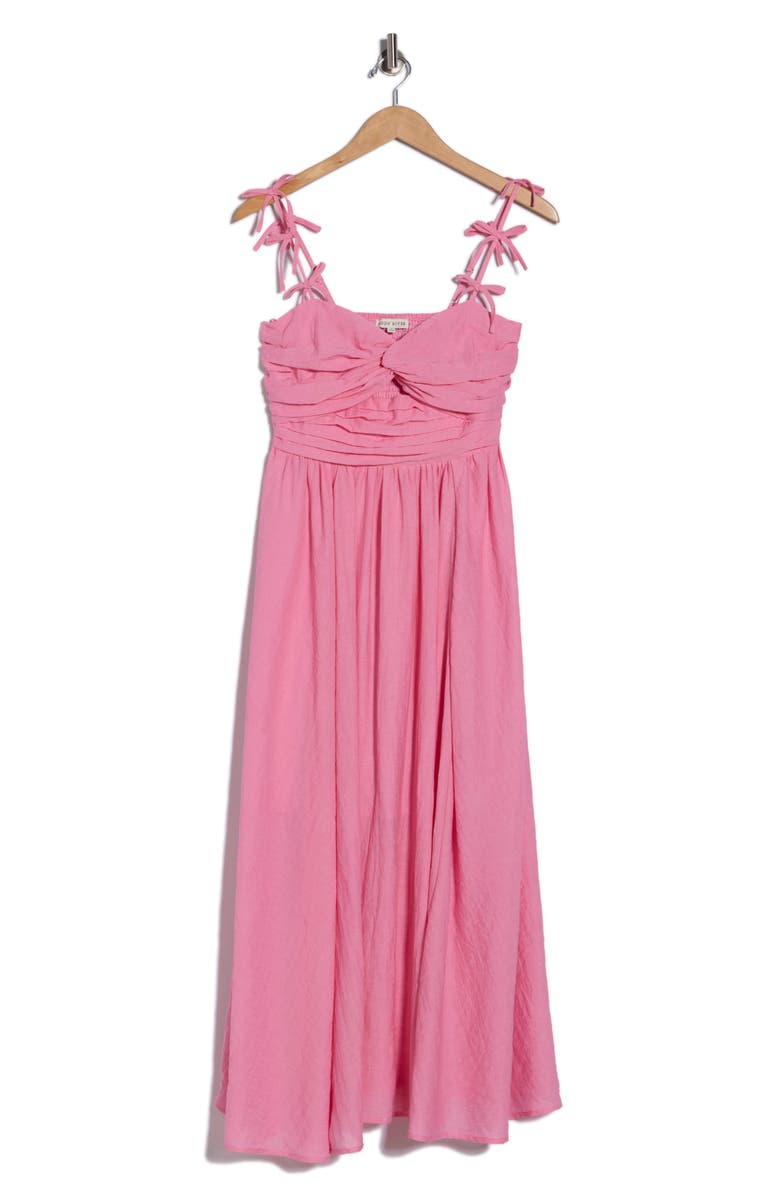 MOON RIVER Bow Detail Midi Dress, Main, color, Pink
