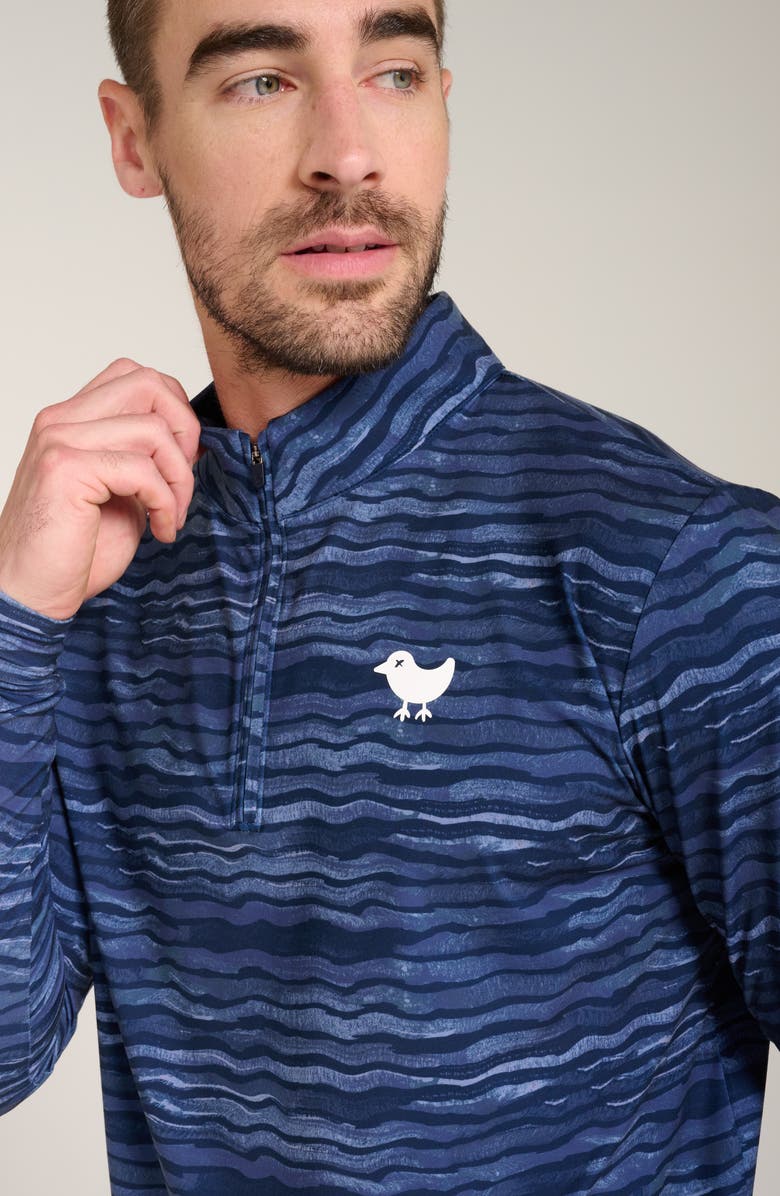 Bad Birdie Rip Drives Wave Print Quarter Zip Golf Pullover, Alternate, color,