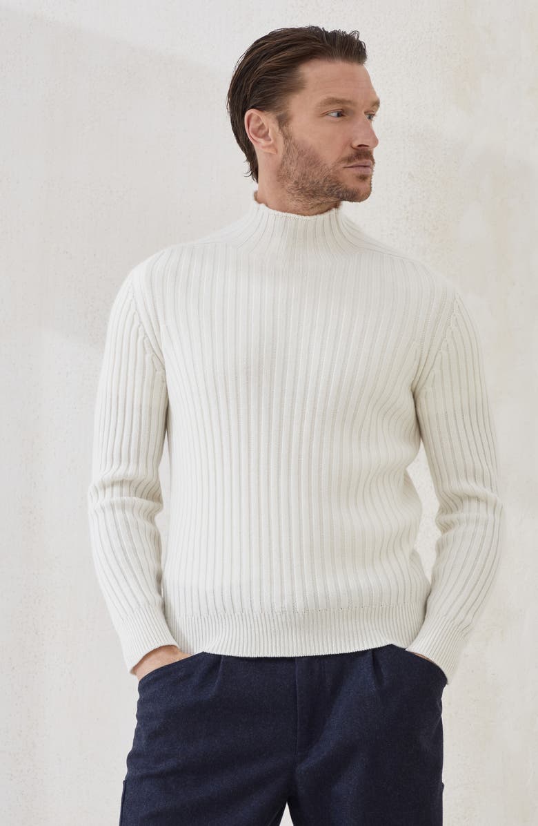 Brunello Cucinelli Ribbed turtleneck sweater, Alternate, color, Panama