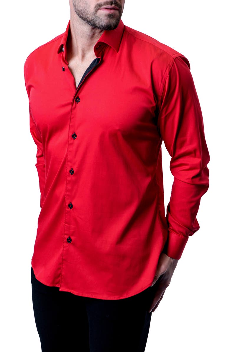 Maceoo Fibonacci Grenadine Red Contemporary Fit Button-Up Shirt, Alternate, color, 