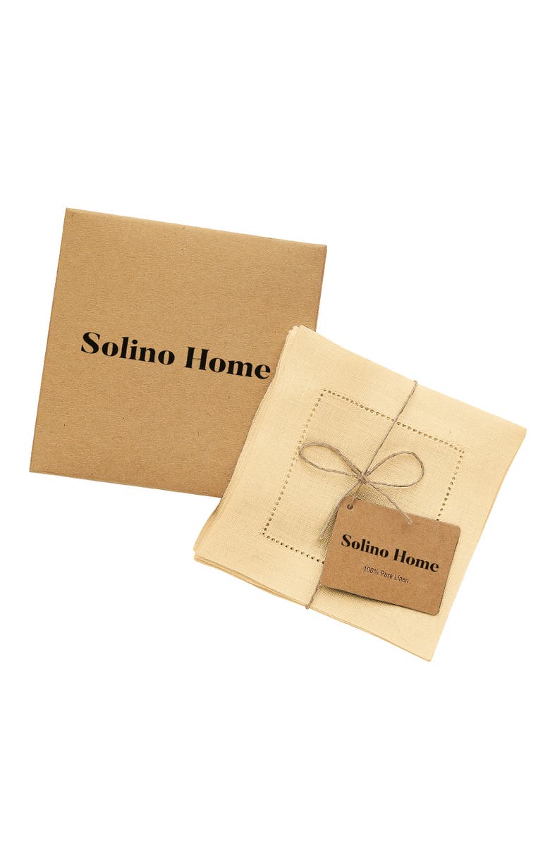 Solino Home Linen Cocktail Napkins - Classic Hemstitch, 6" x 6", Alternate, color, Beige