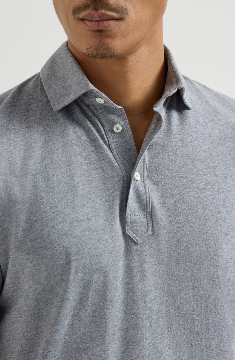 Brunello Cucinelli Polo with shirt collar, Alternate, color, Medium Grey