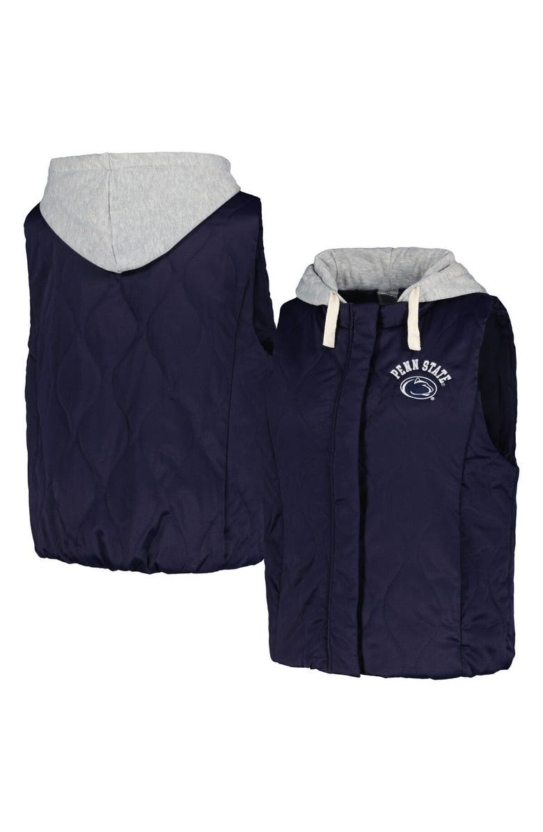 GAMEDAY COUTURE Women's Gameday Couture Navy Penn State Nittany Lions Headliner Full-Snap Hooded Puffer Vest, Main, color, 