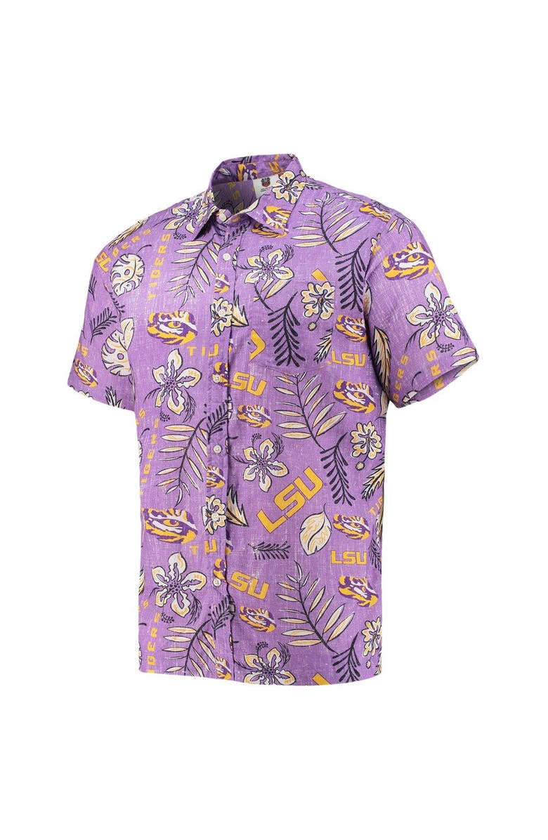 Wes & Willy Men's Wes & Willy Purple LSU Tigers Vintage Floral Button-Up Shirt, Alternate, color, 