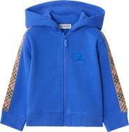 Burberry Girls' Check Trim Cotton Zip Hoodie