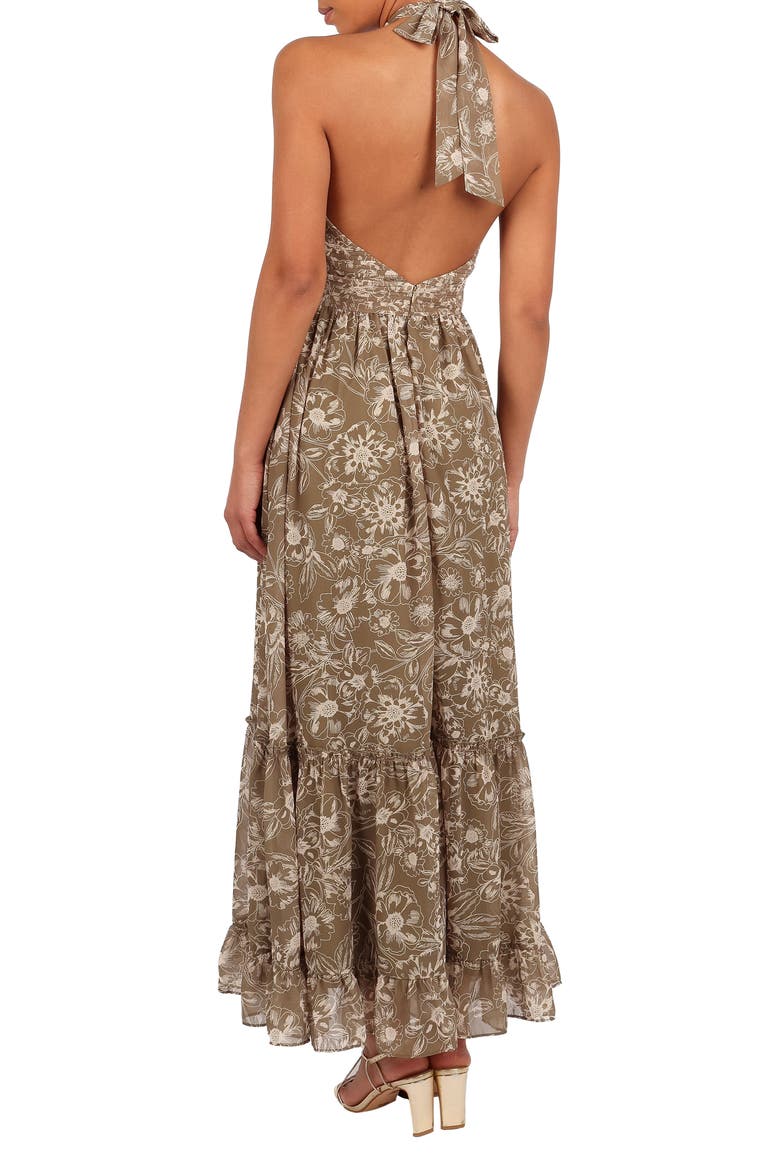 Lennon Floral Halter Gown, Alternate, color, OLIVE FLORAL