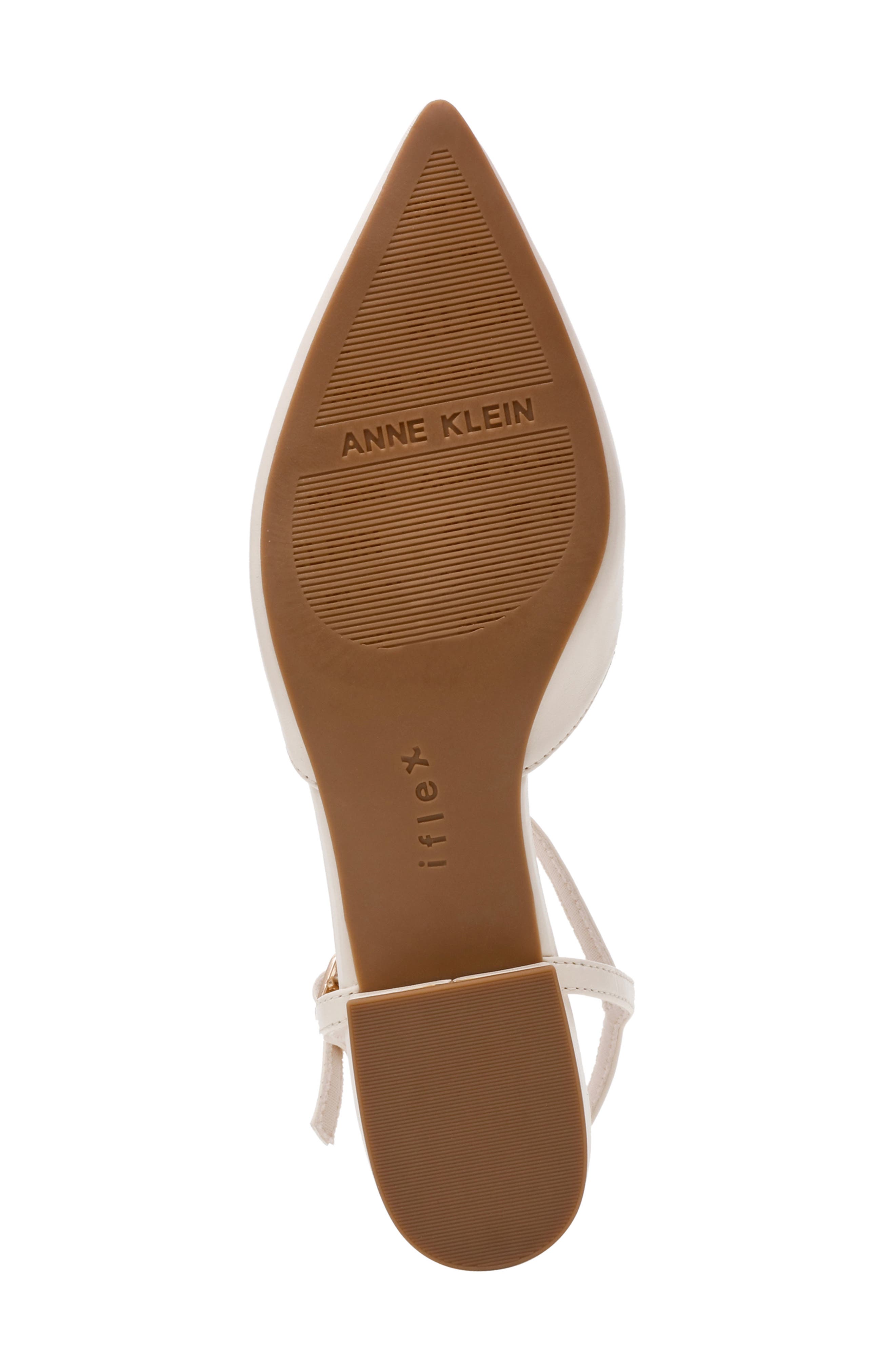 Anne Klein Emily Ankle Strap Pointed Toe Flat, Alternate, color, Bone
