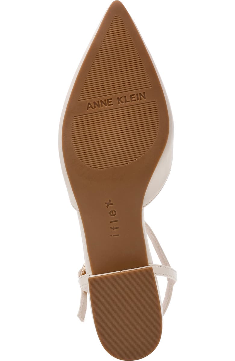 Anne Klein Emily Ankle Strap Pointed Toe Flat, Alternate, color, Bone