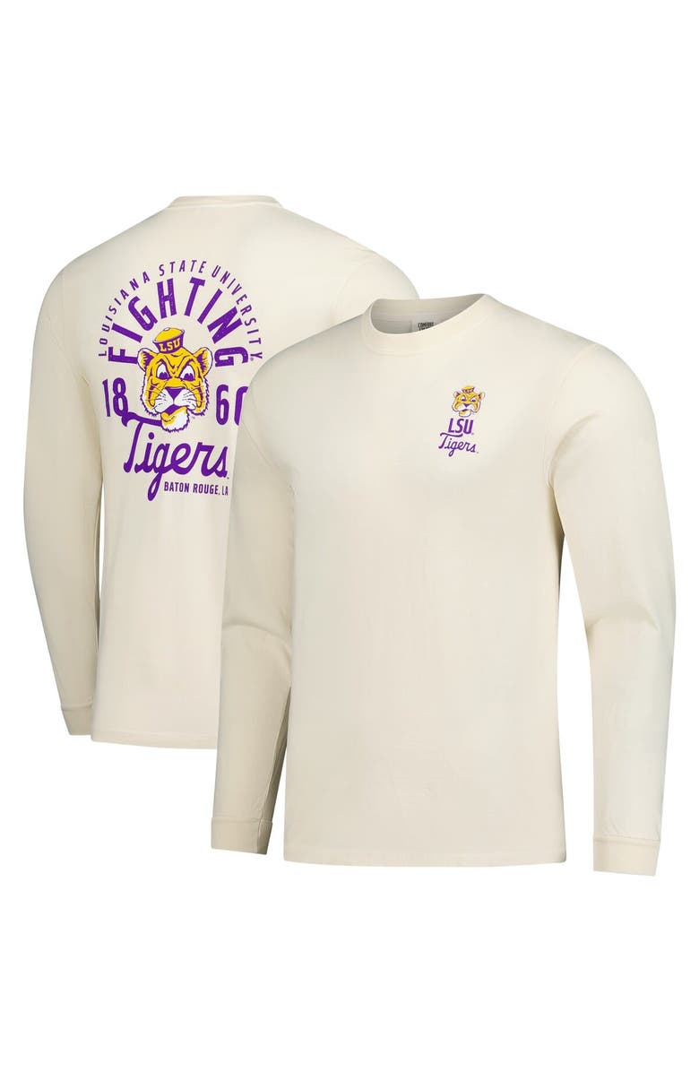 IMAGE ONE Men
s Natural LSU Tigers Comfort Colors Mascot Overlay Long Sleeve T-Shirt, Main, color, Natural