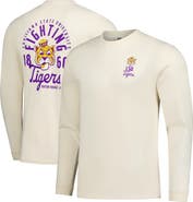 IMAGE ONE Men's Natural LSU Tigers Comfort Colors Mascot Overlay Long Sleeve T-Shirt