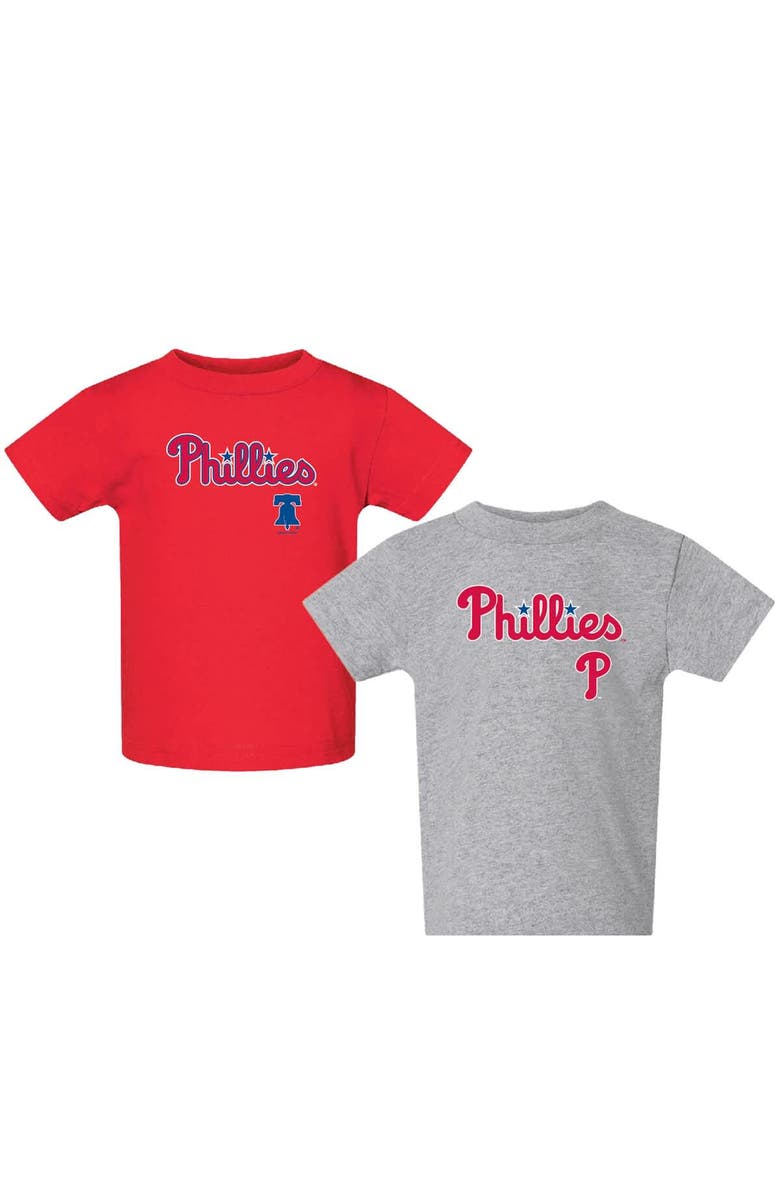 SOFT AS A GRAPE Toddler  Red/Gray Philadelphia Phillies Logo 2-Pack T-Shirt Set, Main, color, Red