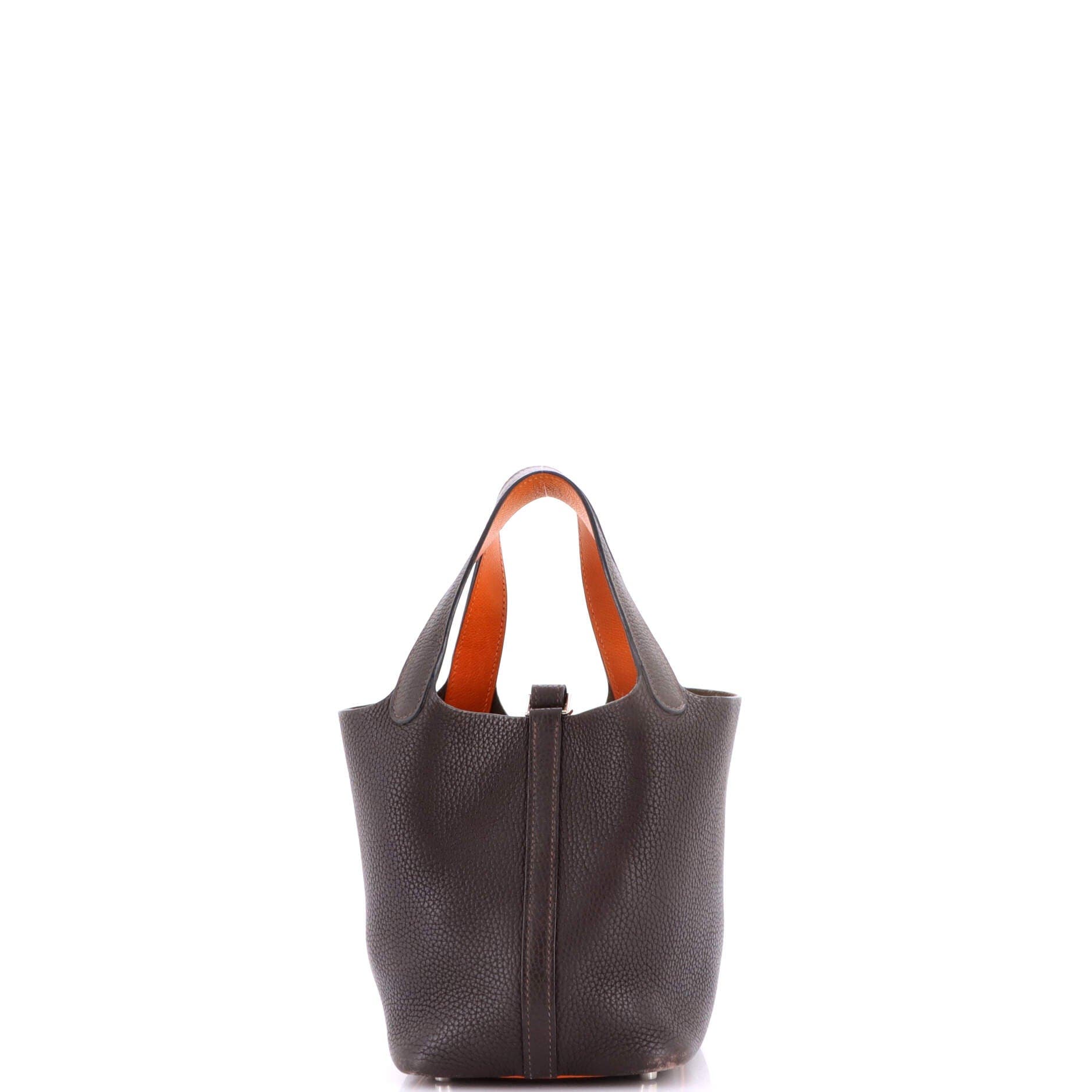 Pre-Owned Hermes Eclat Picotin Lock Bag Clemence PM, Alternate, color, Ebene