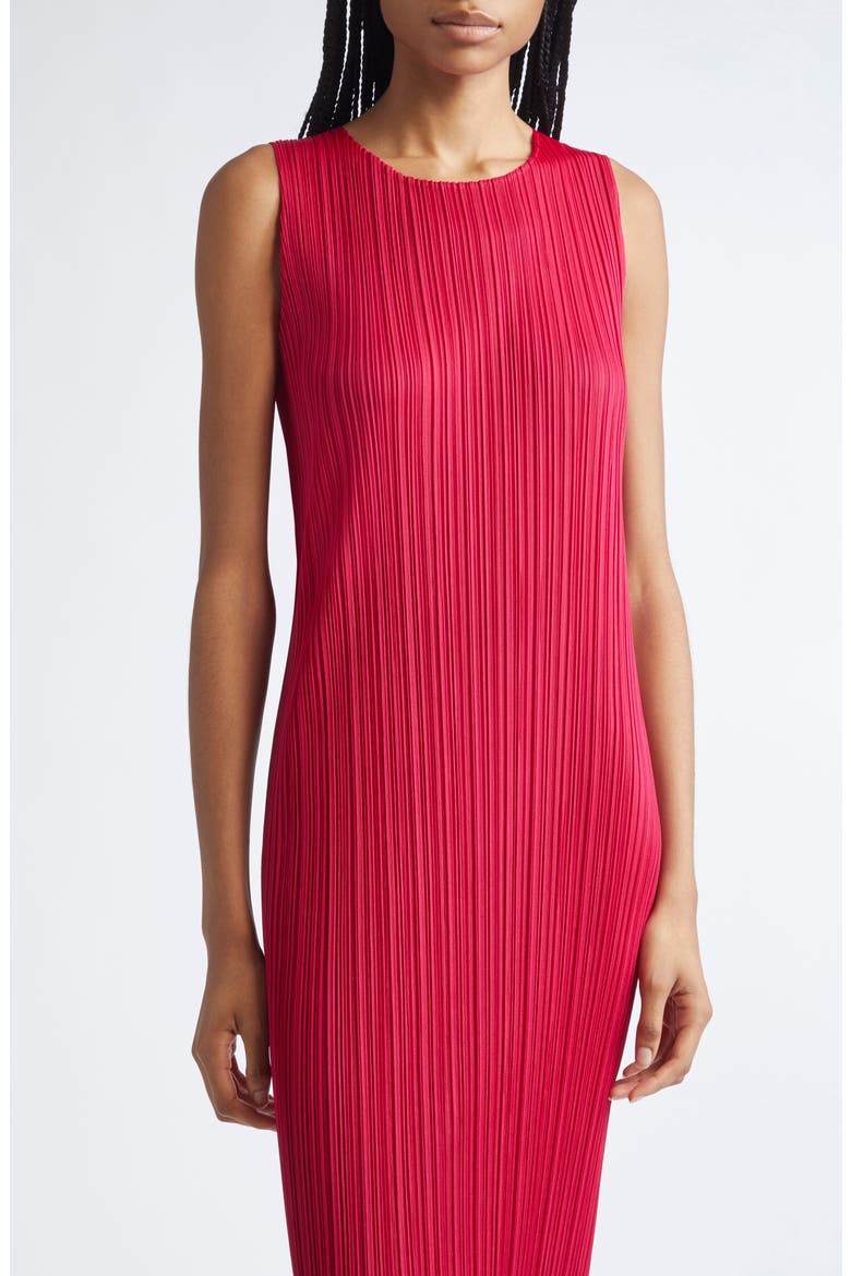 New Colorful Basics 4 Pleated Sleeveless Dress, Alternate, color, CARMINE