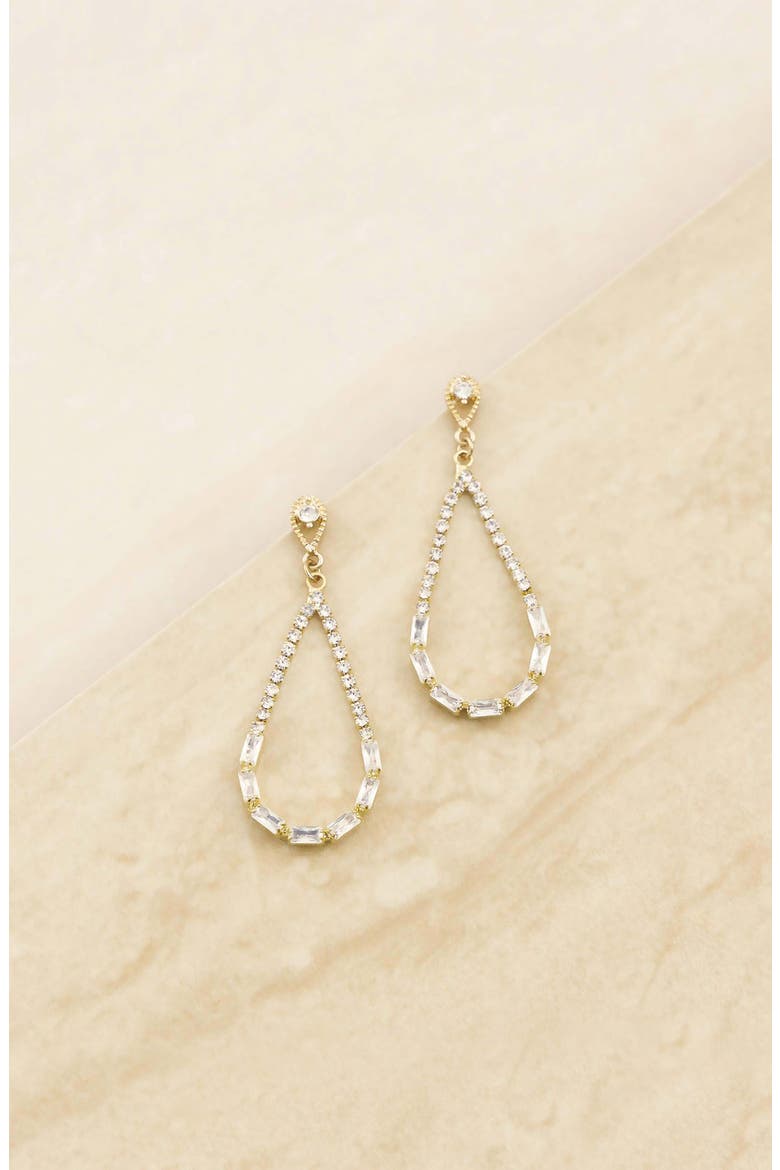 Crystal Teardrop Earrings, Alternate, color, GOLD
