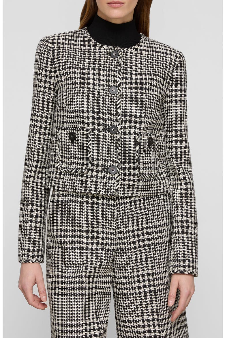 Grid Plaid Corded Cotton Crop Jacket, Main, color, BLACK MULTI