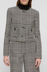Lafayette 148 New York Grid Plaid Corded Cotton Crop Jacket
