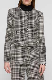Grid Plaid Corded Cotton Crop Jacket