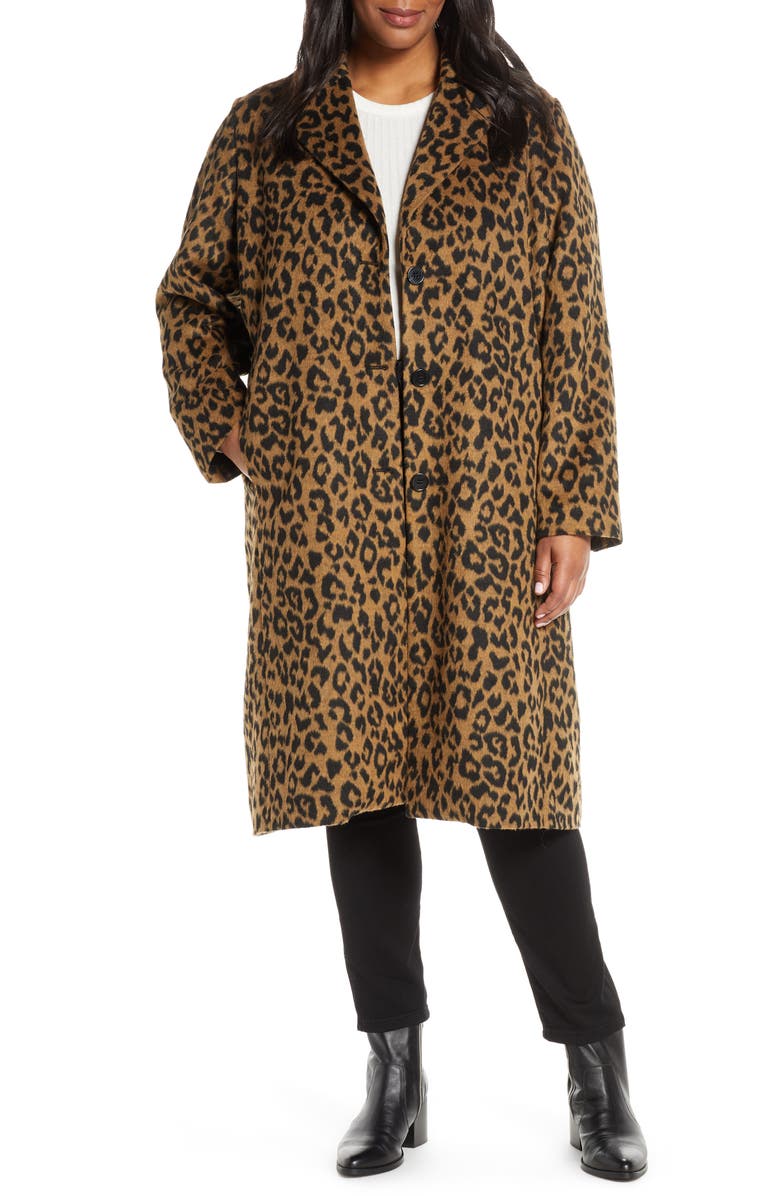 Bernardo Leopard Print Coat, Main, color, 
