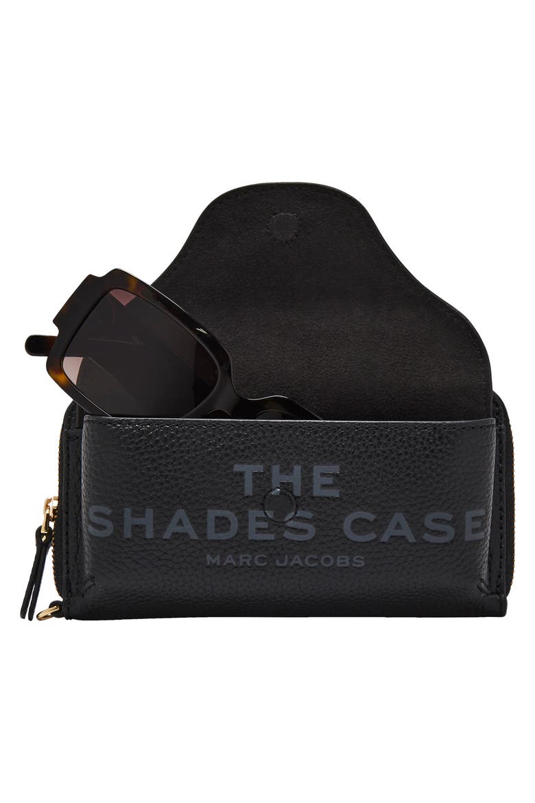 The Shades Leather Sunglasses Wristlet, Alternate, color, BLACK
