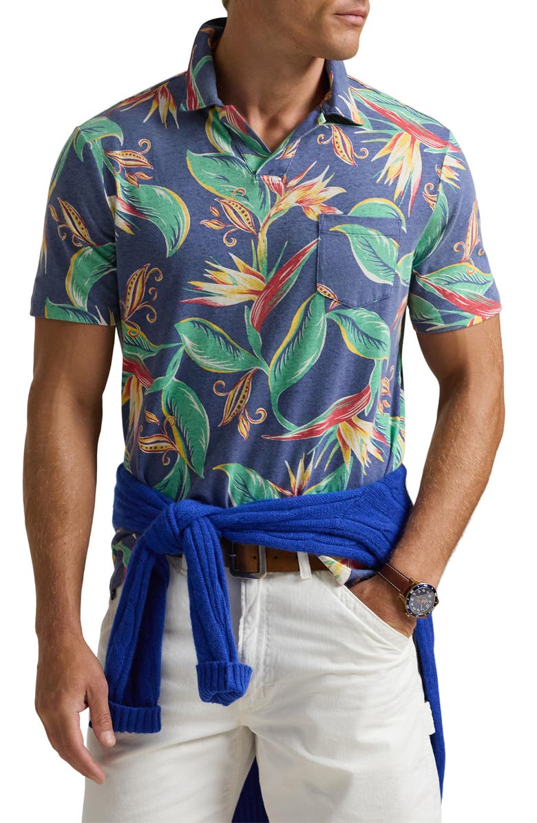Polo Ralph Lauren Floral Linen & Cotton Polo, Main, color,