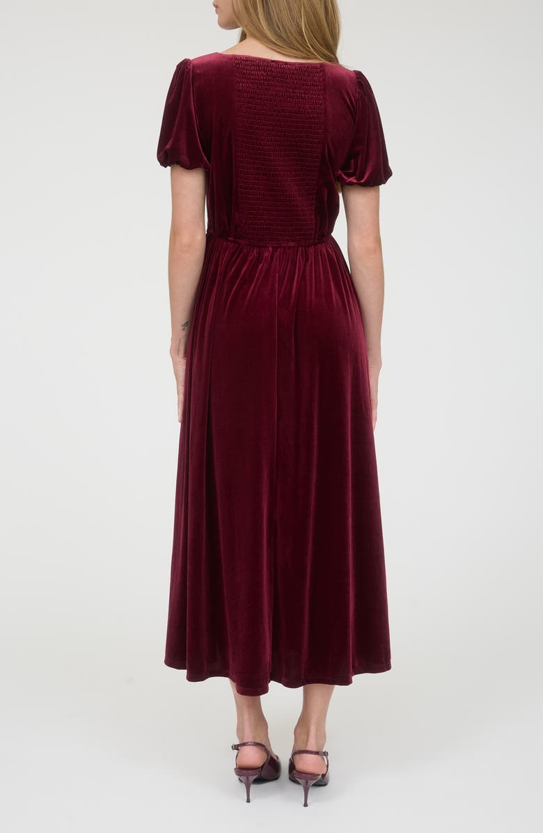 AUGUST SKY Puff Sleeve Velvet Fit & Flare Midi Dress | Nordstromrack