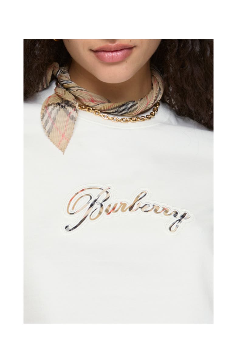 Burberry Check Cursive Logo Cotton T-shirt, Alternate, color, Chalk White