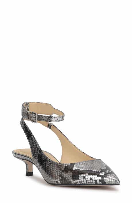 Vellana Ankle Strap Pointed Toe Kitten Heel Pump