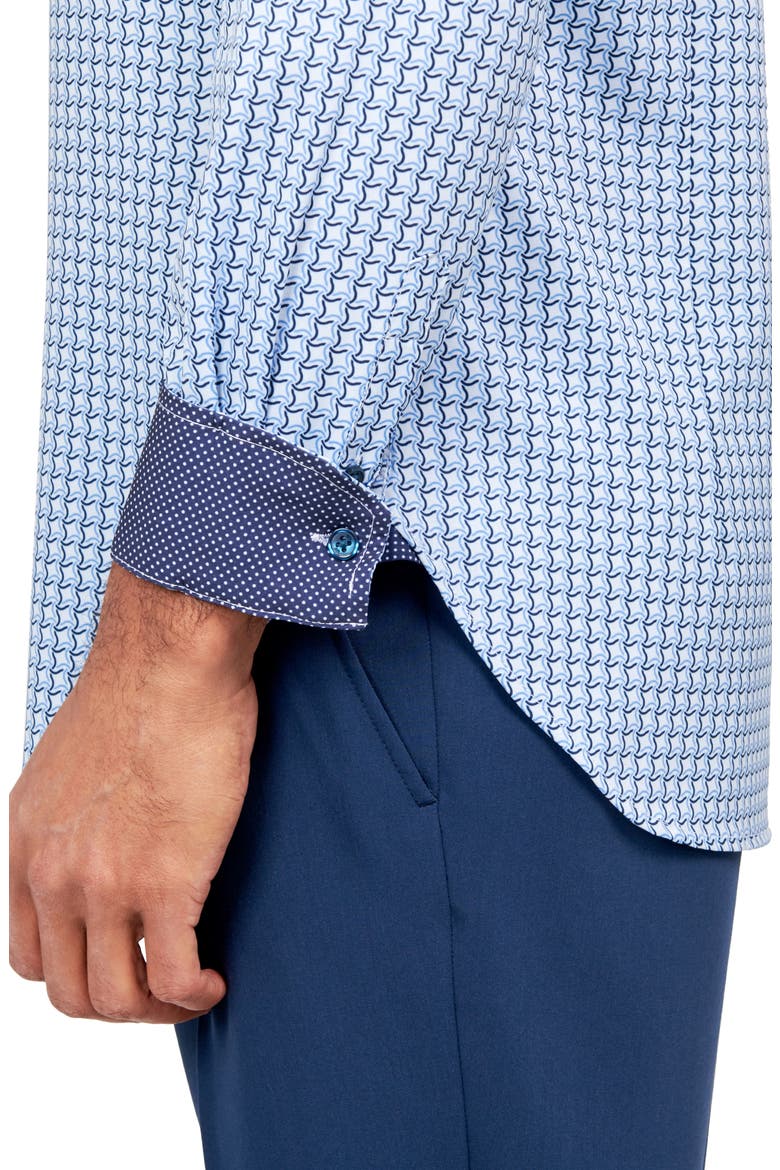 Squiggle Geometric Print Performance Dress Shirt, Alternate, color, WHITE/ BLUE