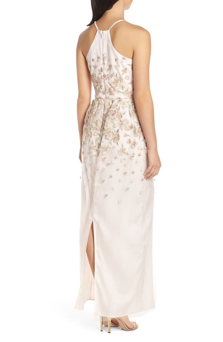 Chi Chi London Madelyn Embroidered Mesh Column Gown, Alternate, color, 