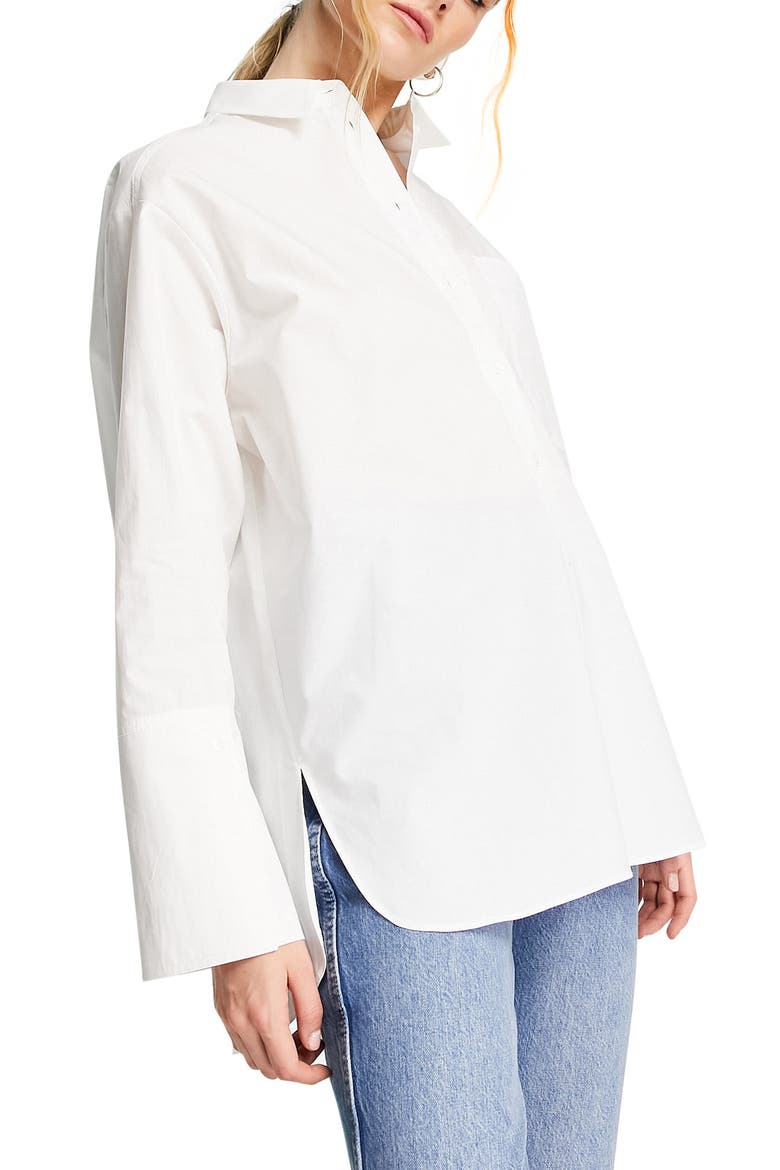 Women's Cotton Poplin Button-Up Shirt, Main, color, WHITE