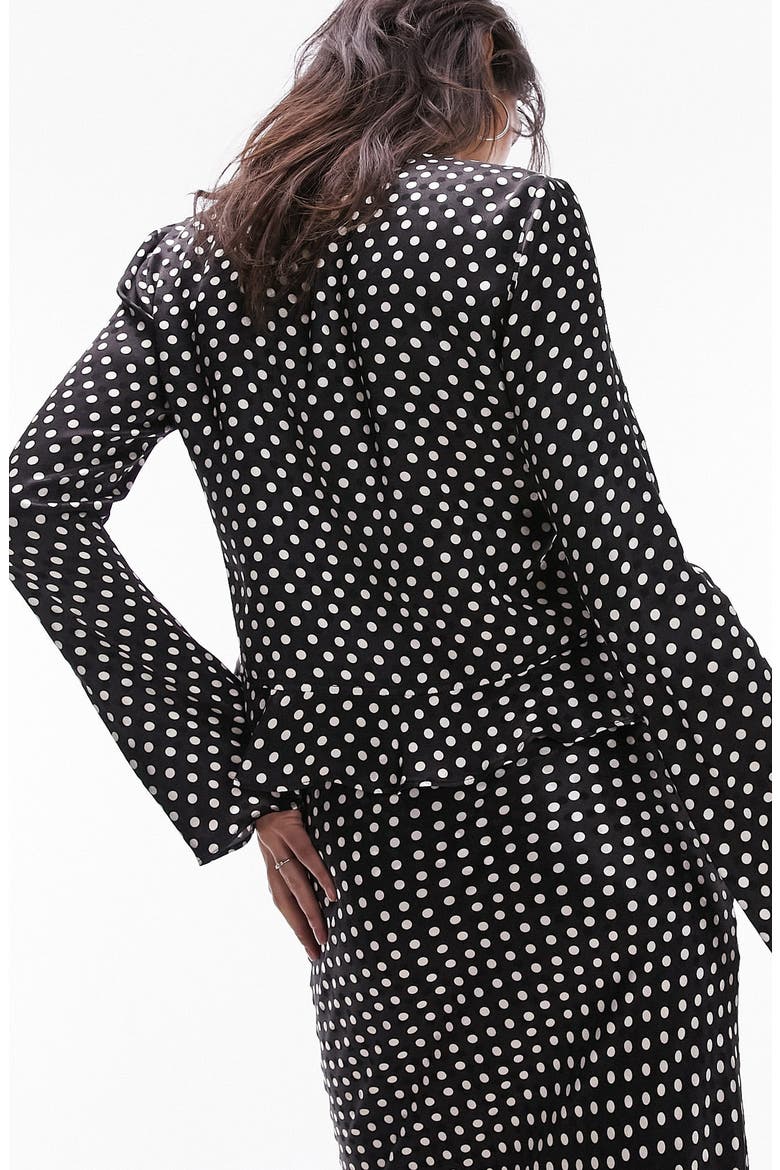 Ruffle Jacquard Satin Top, Alternate, color, BLACK MULTI