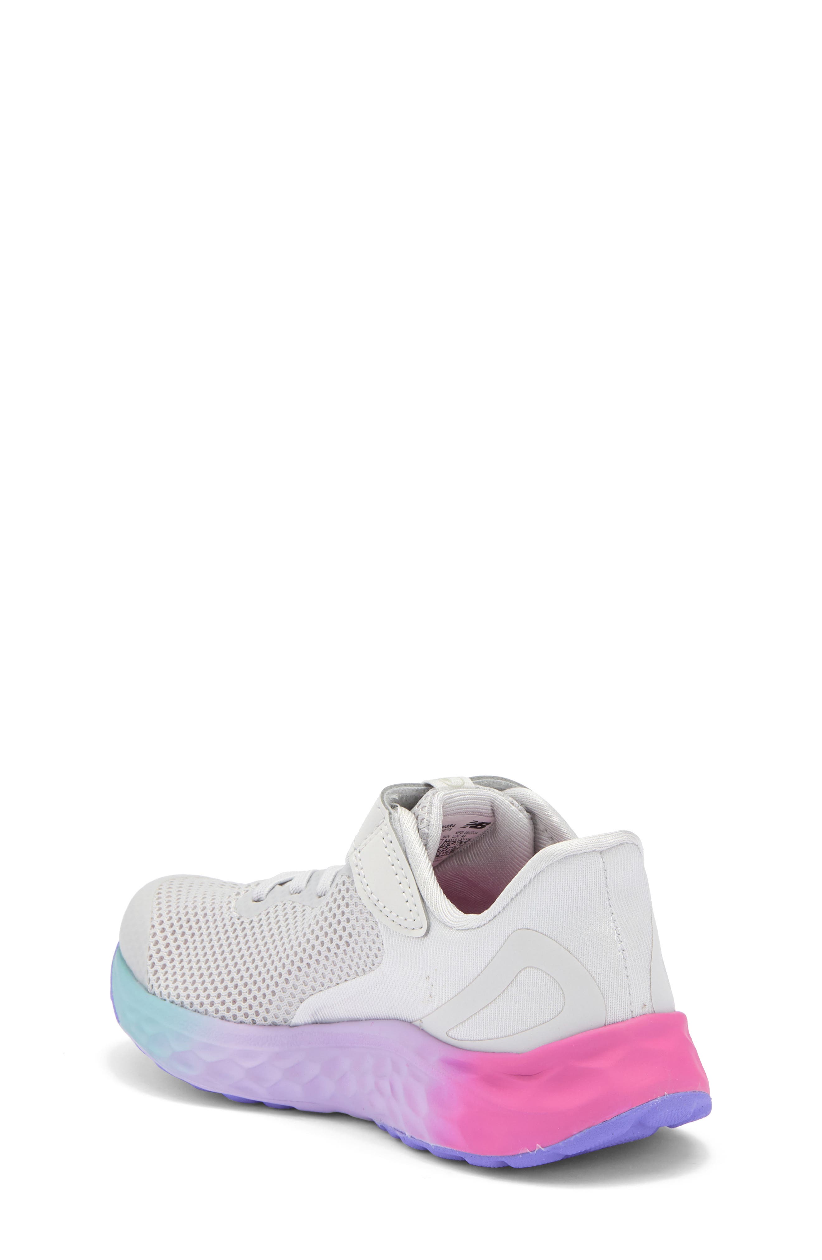 New Balance Kids' Fresh Foam Arishi V4 Bungee Sneaker, Alternate, color, Grey Matter/ Mid Century Pink