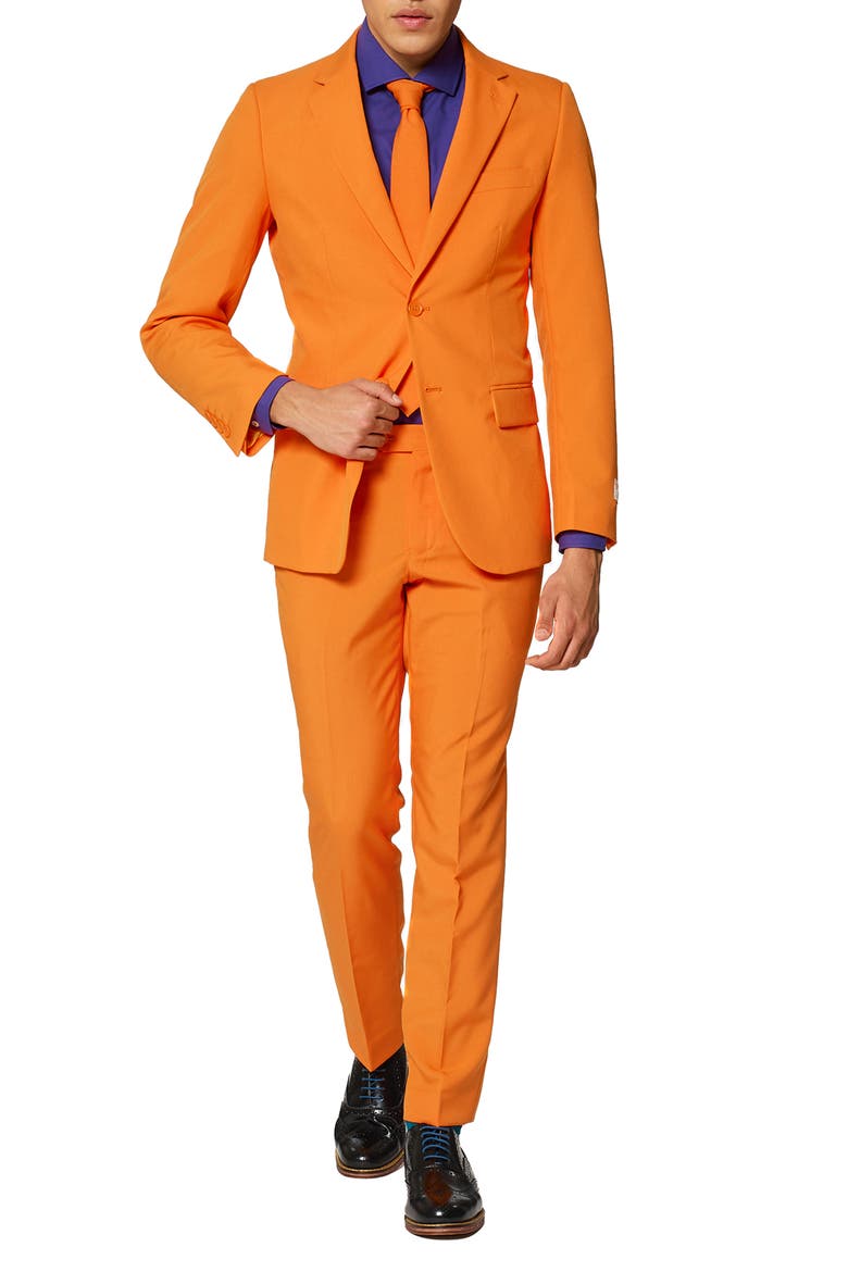 The Orange Slim Fit Two-Piece Suit & Tie Set, Alternate, color, ORANGE