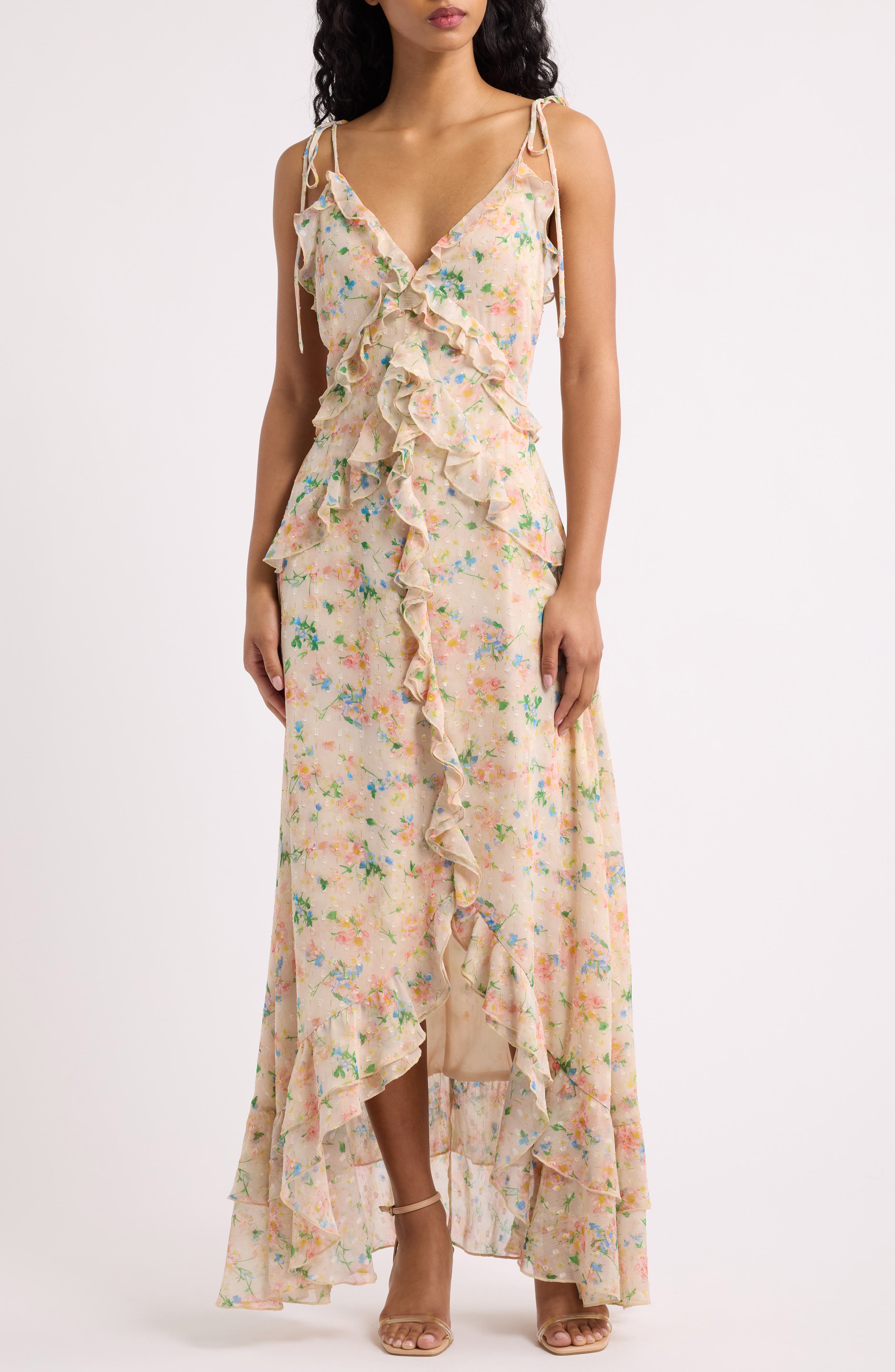 Jamie Ruffle High-Low Maxi Dress