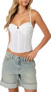 EDIKTED Linen & Cotton Corset Top