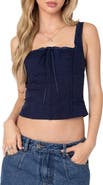 EDIKTED Cotton Stretch Poplin Corset Top