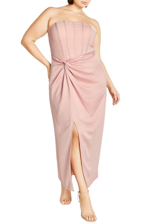 City Chic Vita Corset Strapless Maxi Dress In Pink