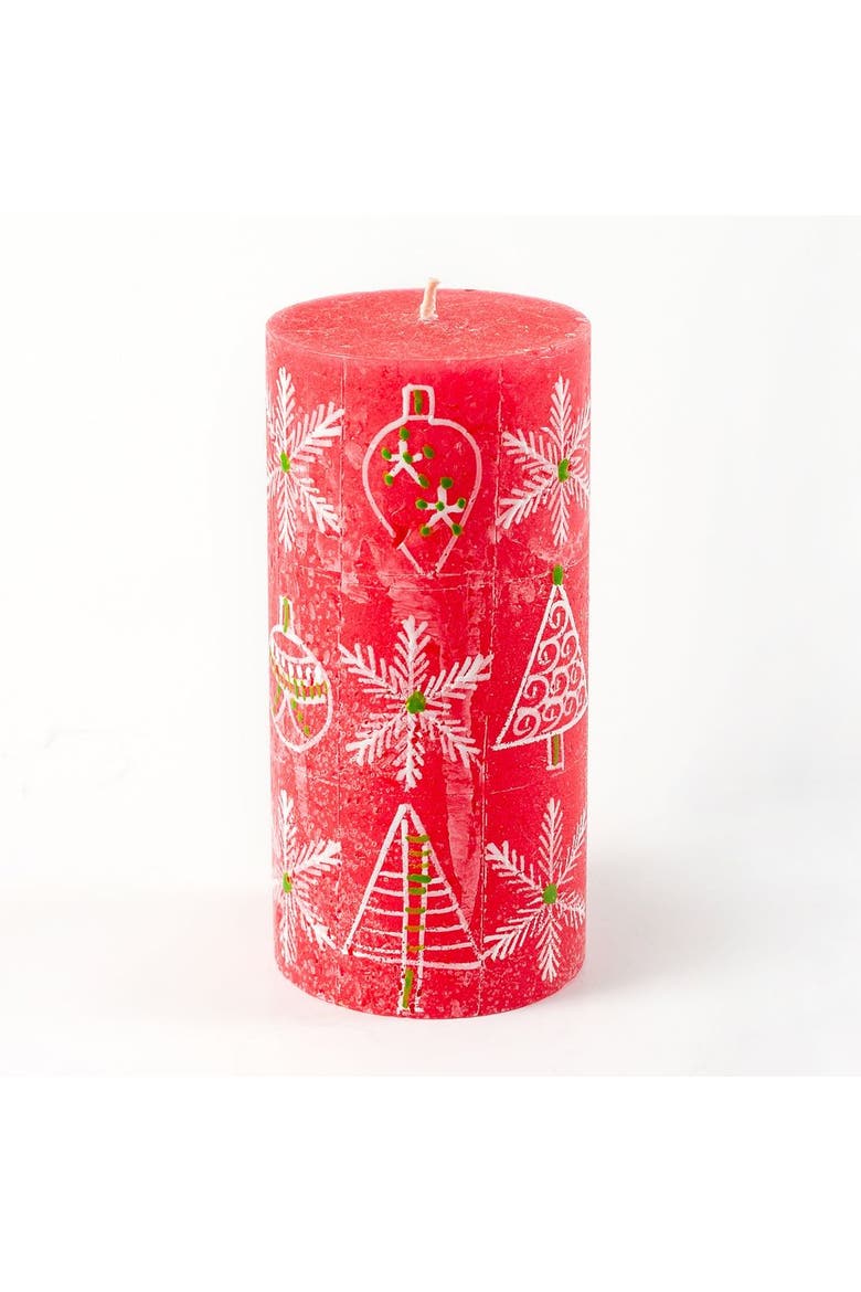 Whimsy Christmas Painted Pillar Candle, Main, color, Whimsy Christmas - 3x6"