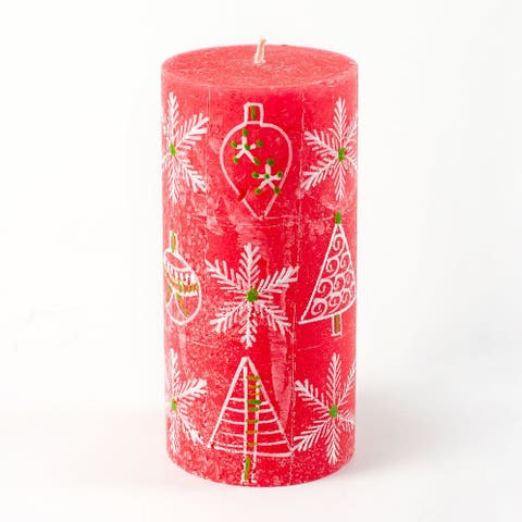 Whimsy Christmas Painted Pillar Candle