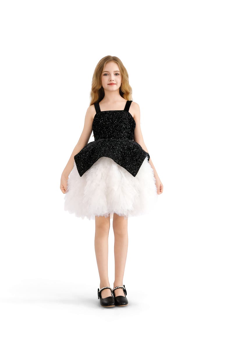 Tulleen Glitter & Tulle Celebration Dress, Main, color, Black