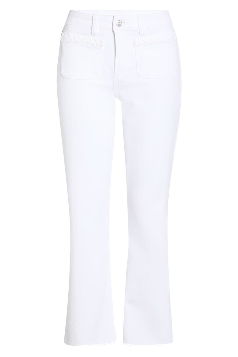 Mason High Waist Braid Detail Crop Raw Hem Jeans, Alternate, color, CRISP WHITE