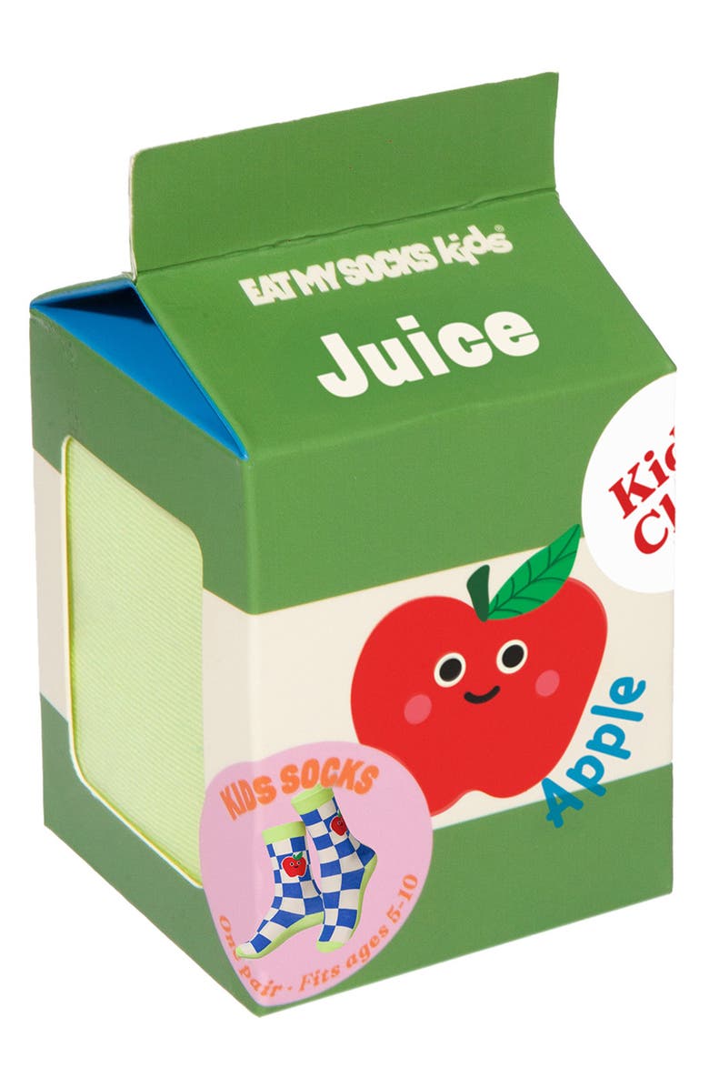 doiy Kids' Apple Juice 3D Crew Socks, Alternate, color, Blue/ Green Multicolor