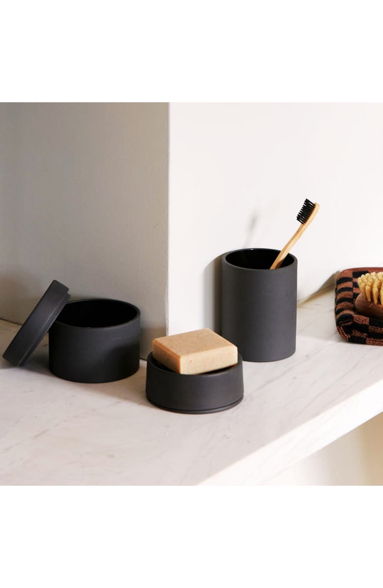 ESKO Sabbia Container - Versatile Bathroom Storage Accessories - 10cm x 8cm, Alternate, color, Black