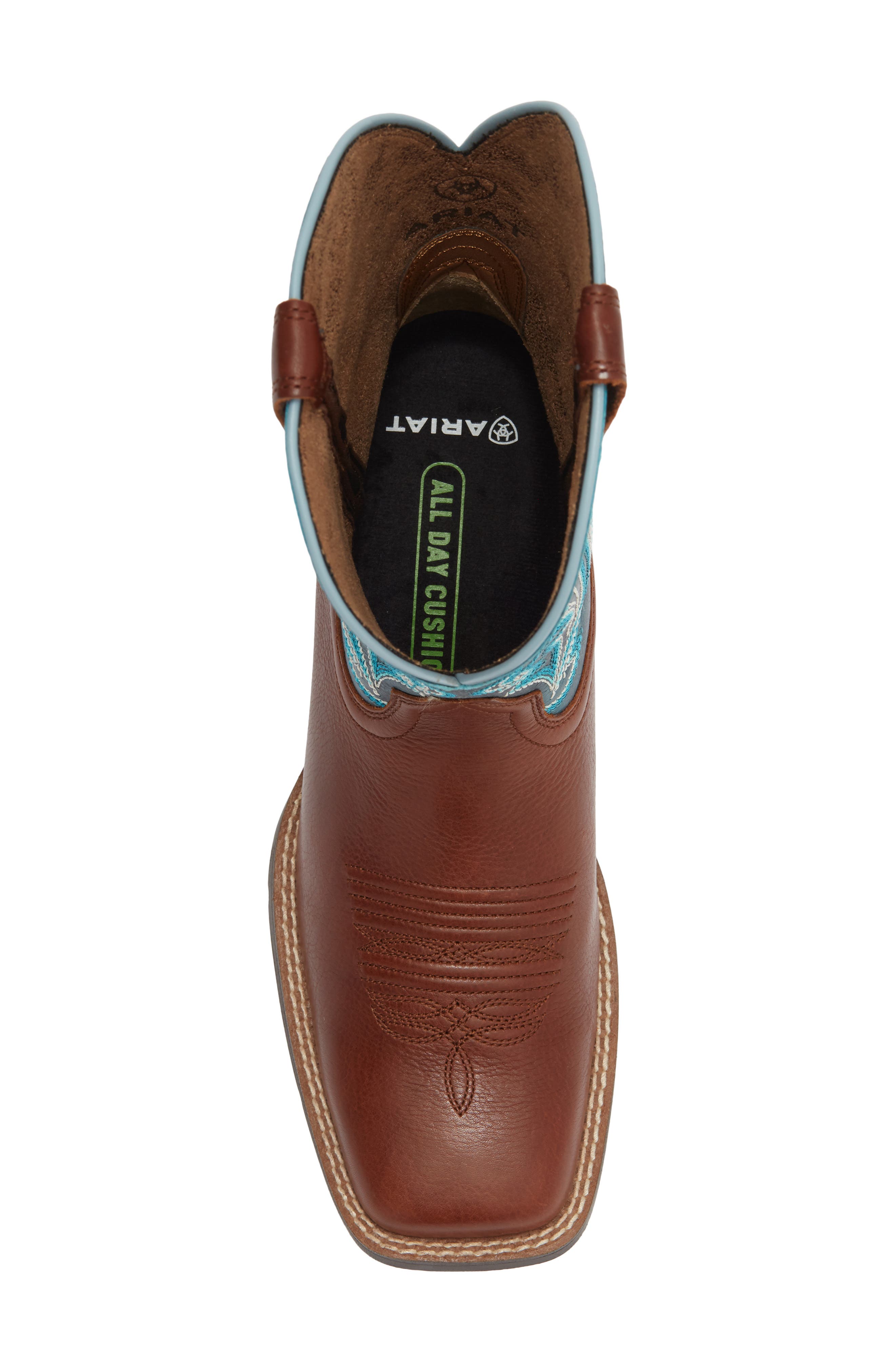 Round Up Filly Wide Square Toe Western Boot, Alternate, color, OILED TEAK