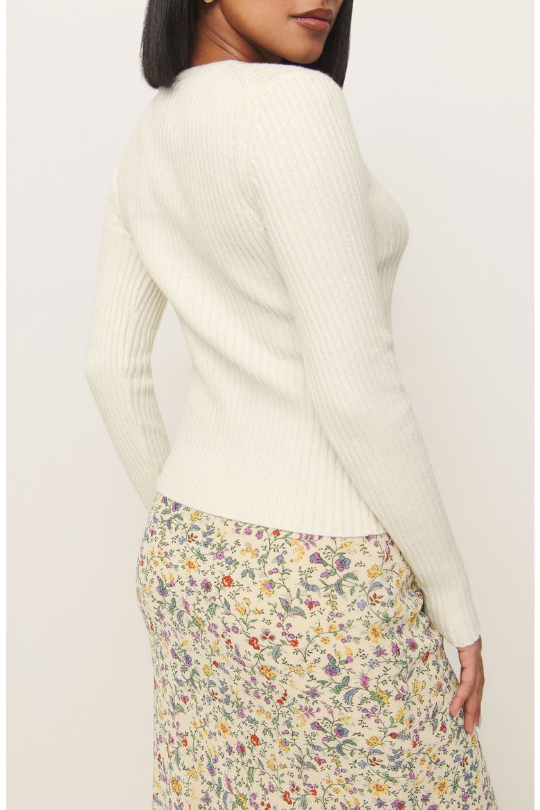 Fia Rib Cotton & Cashmere Cardigan, Alternate, color, FIOR DI LATTE
