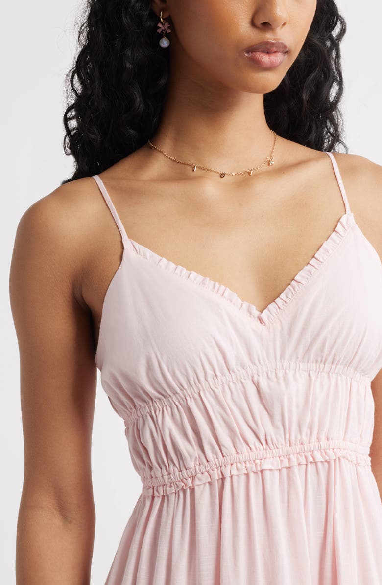 BP. Ruffle Tiered Cotton Midi Dress, Alternate, color, Pink Balm