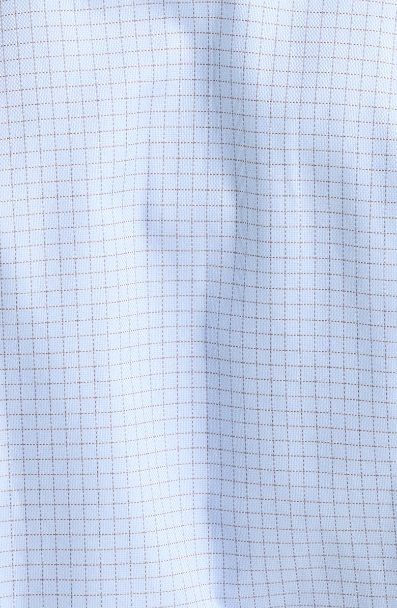 Nordstrom Trim Fit Check Premium Non Iron Cotton Dress Shirt, Alternate, color, Blue Stefano Grid
